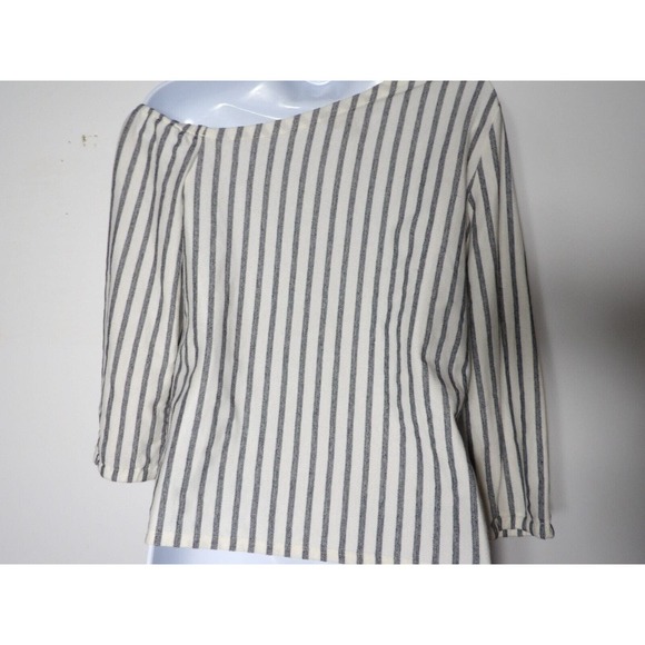 Banana Republic XS Asymmetrical Off the Shoulder Top Shirt Blouse White Striped - Picture 5 of 11